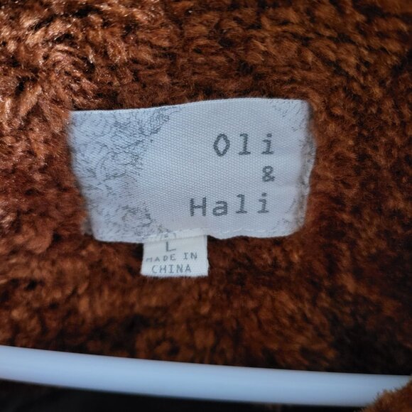 Oli & Hali Pieced Sherpa Corduroy Plaid Jacket Womens Large Button Down - Picture 10 of 12